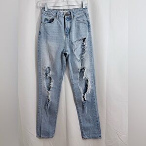 ASOS High Rise Destroyed Mom Jeans Size 25